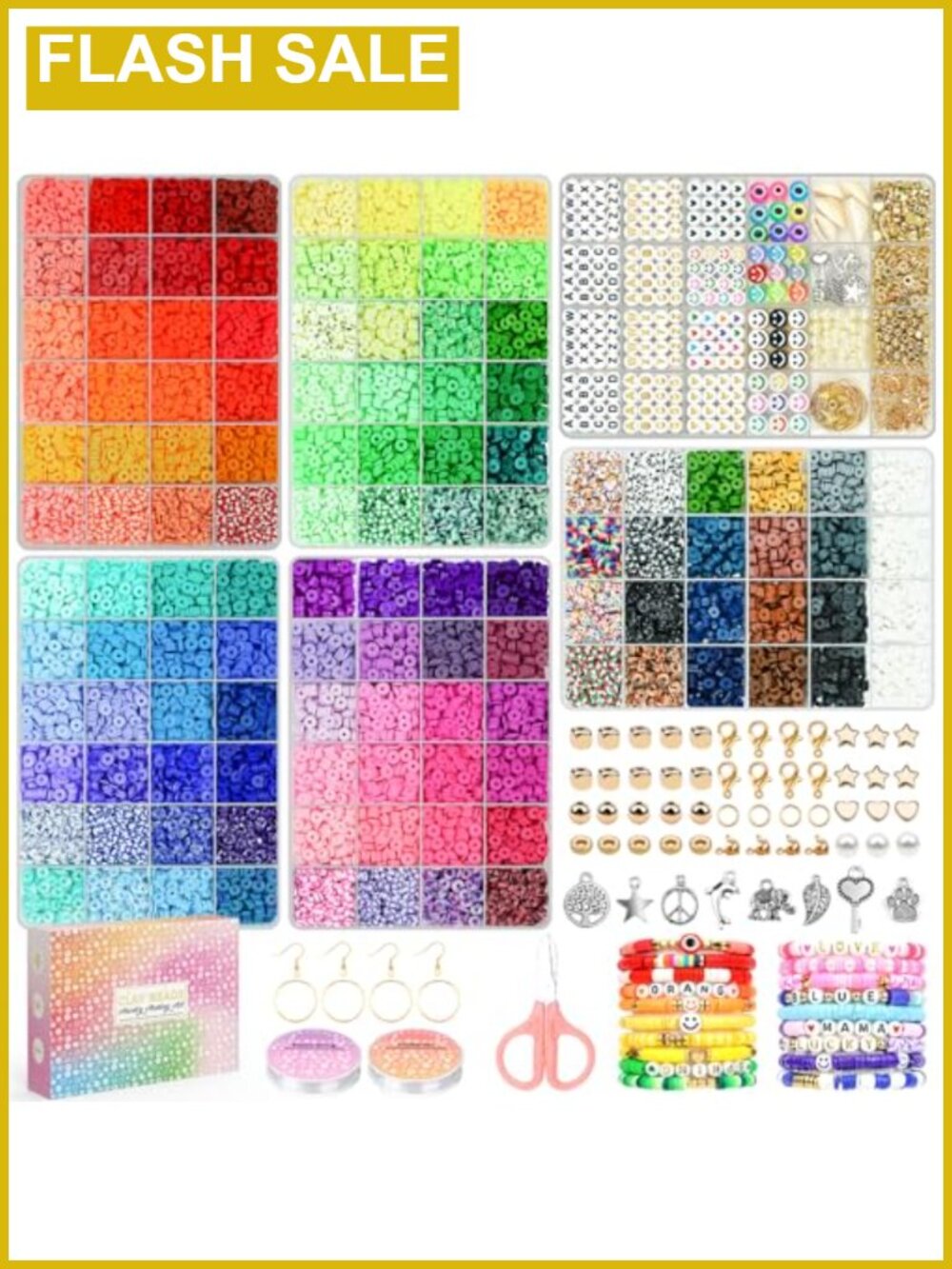 20000 Pcs Clay Beads Bracelet Making Kit Polymer Beads Jewelry Kit with Charms